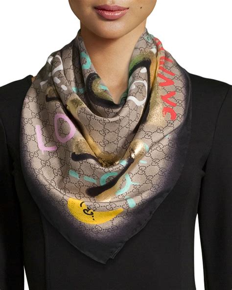 gucci scarf silk womens|authentic Gucci silk scarf.